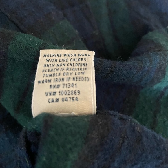 Women's L.L. Bean Scotch Plaid Green Blue Flannel Relaxed Fit Size Large Petite - Picture 7 of 11